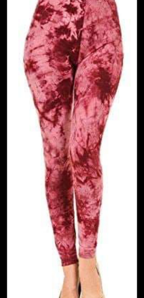 Burgundy tie dye leggings